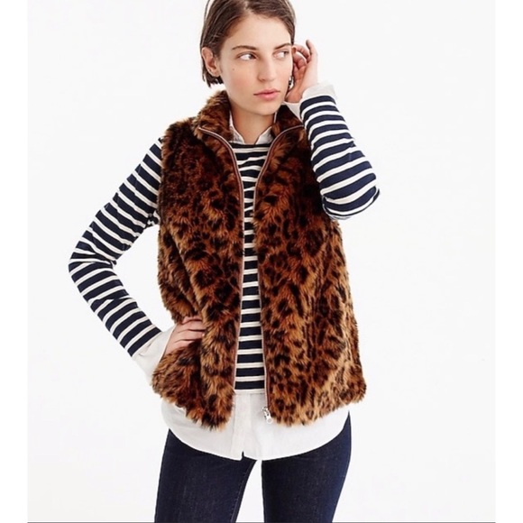 J. Crew Jackets & Blazers - J.Crew Faux Fur Leopard Vest